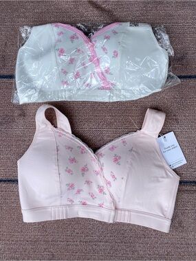 Fiona Bra lot of 2 NWT cotton wireless front wrap closure bra for seniors XL